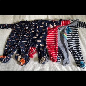 Bundle lot of 5 baby footed sleepers pajamas 6 months